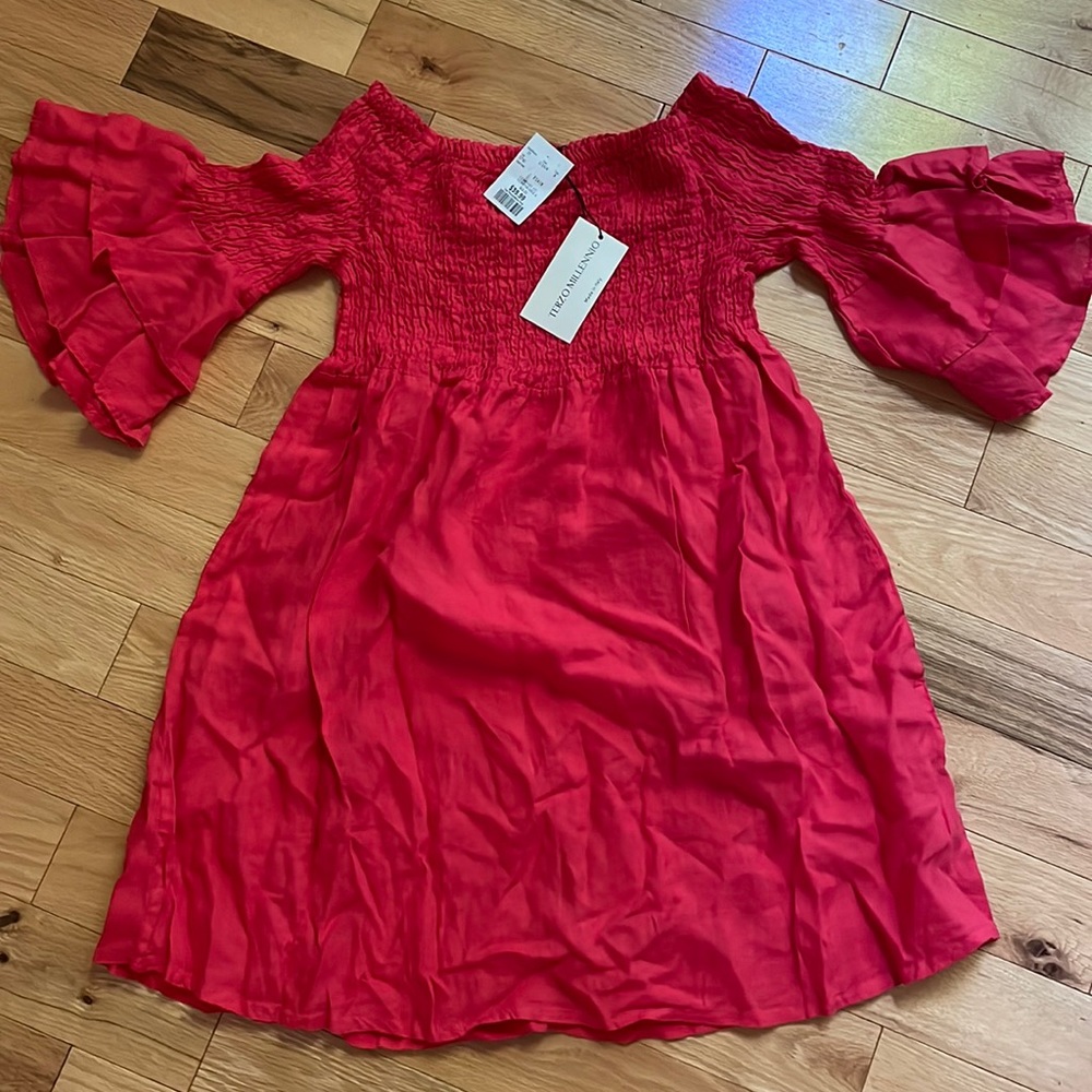 Coral linen dress nwt